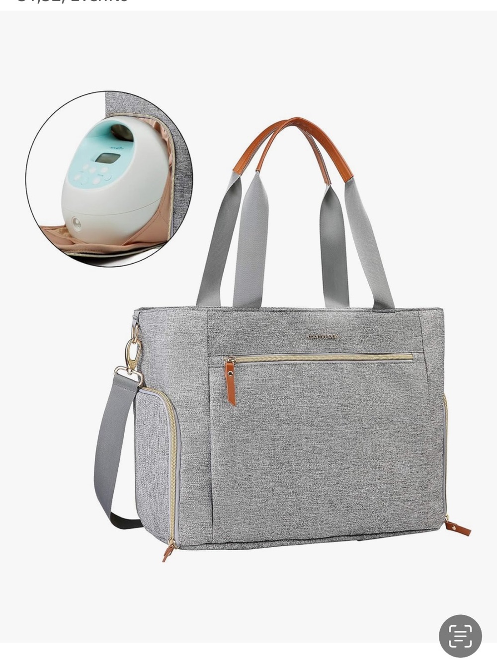 Gray Breast Pump Storage Travel Bag